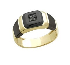  Алмаз Клуб Мужское кольцо с черным бриллиантом