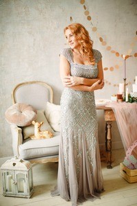 Be My Dress Adrianna Papell Вечернее серебристое платье - фото 1