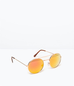 ZARA Солнцезащитные очки со светоотражающими линзами розового цвета - фото 1