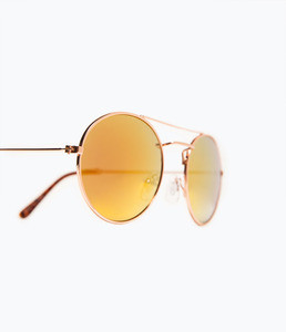 ZARA Солнцезащитные очки со светоотражающими линзами розового цвета - фото 3