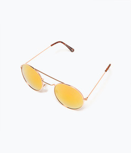ZARA Солнцезащитные очки со светоотражающими линзами розового цвета - фото 2