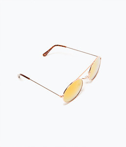 ZARA Солнцезащитные очки со светоотражающими линзами розового цвета - фото 4